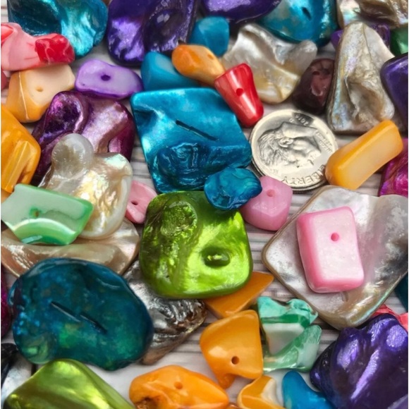 ASSORTED COLORED MOTHER OF PEARL SHELL BEADS DIY JEWELRY CRAFTING MIXED LOT - Picture 12 of 12